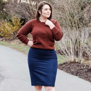 British Tweed Pencil Skirt in Navy